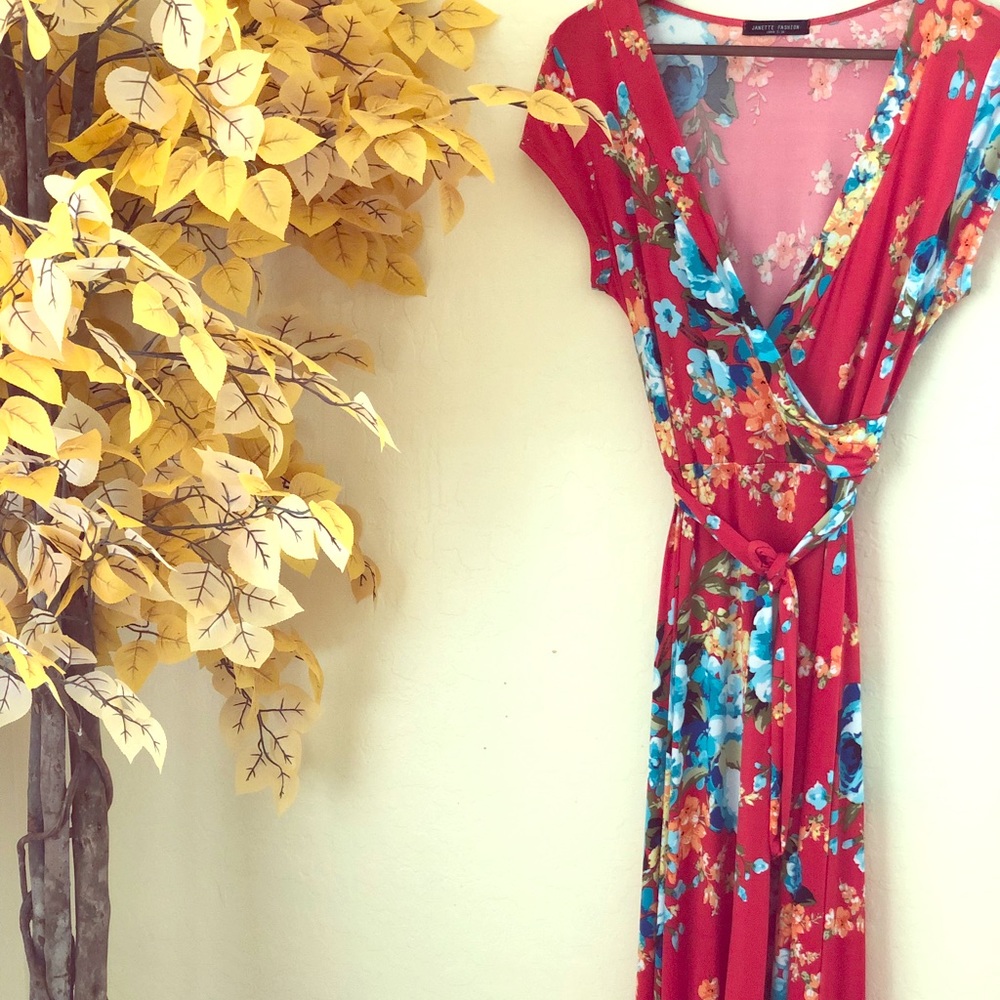 Red floral maxi